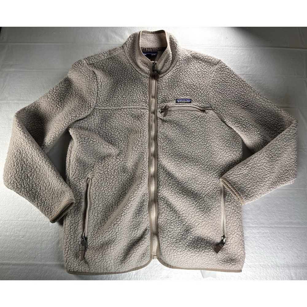 Patagonia Sherpa Jacket Womens Large Beige Fleece Long Sleeve Fleece Coat F2022 - Picture 1 of 15